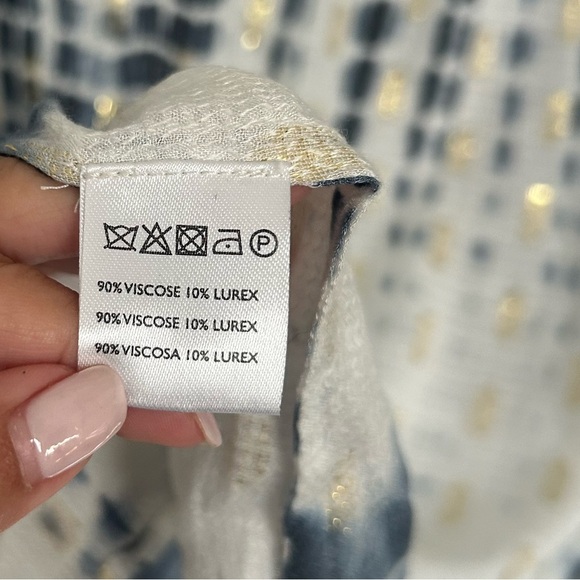 Anthropologie Blue Vada Shimmer Cocoon Kimono Flowly Breathable One Size - Picture 14 of 15